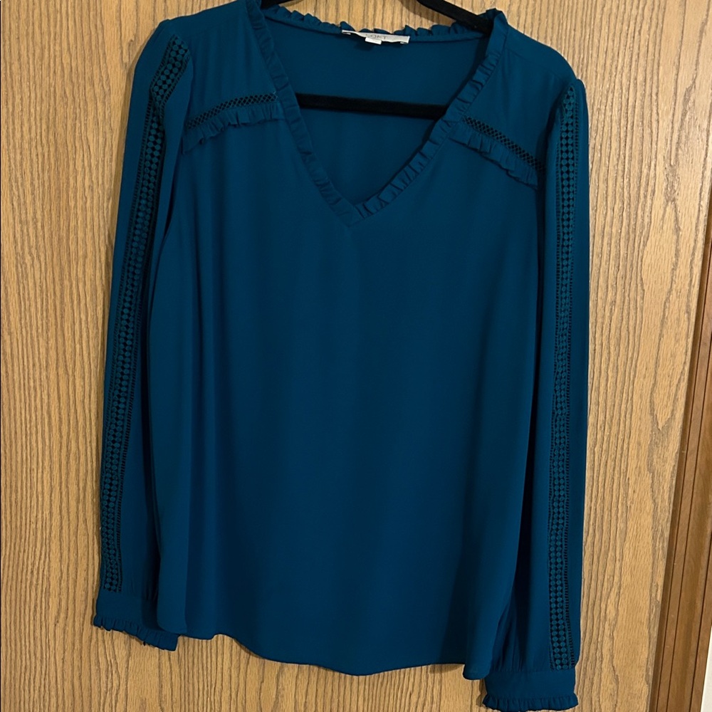 LOFT Deep Teal V-Neck Blouse